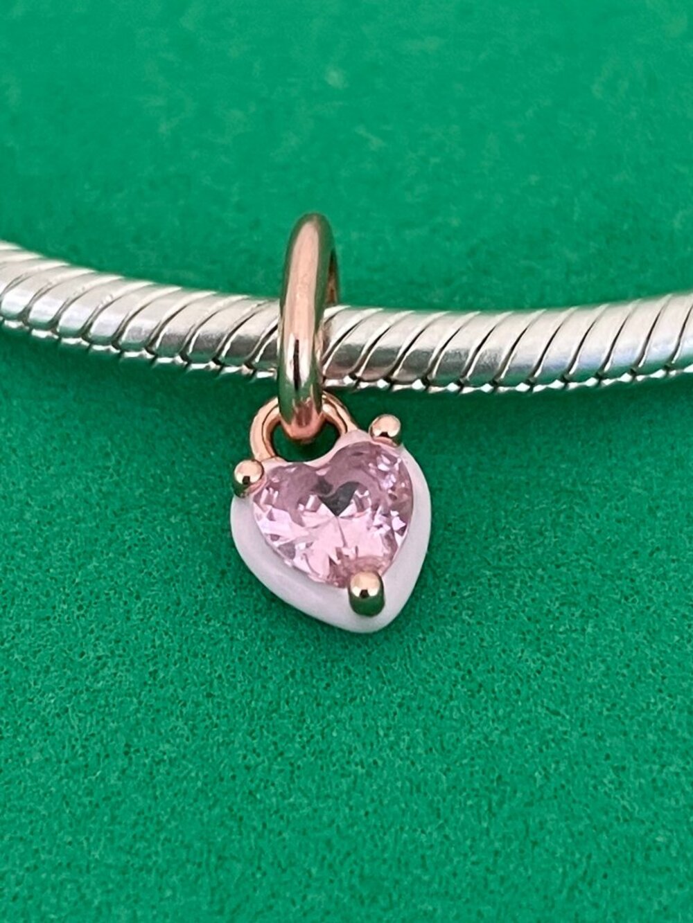 Authentic Pandora ME Pink Chakra Heart Mini Dangle Charm Rose Gold-Plated